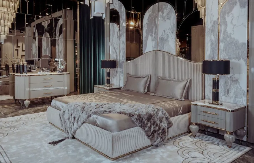 Casa Padrino Luxus Art Deco Kommode Grau / Weiß / Gold - Prunkvolle Kommode mit 3 Schubladen und Kunstmarmor Platte - Art Deco Schlafzimmer & Hotel Möbel - Luxus Kollektion