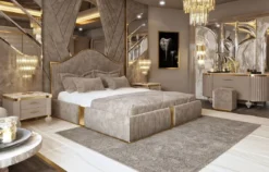 Casa Padrino Luxus Art Deco Kommode Grau / Weiß / Gold - Prunkvolle Kommode mit 3 Schubladen und Kunstmarmor Platte - Art Deco Schlafzimmer & Hotel Möbel - Luxus Kollektion