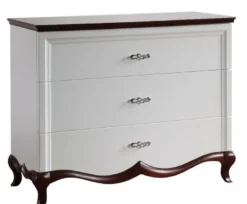 Casa Padrino Luxus Art Deco Kommode mit 3 Schubladen Weiß / Dunkelbraun 114 x 46,5 x H. 90,2 cm - Luxus Qualität