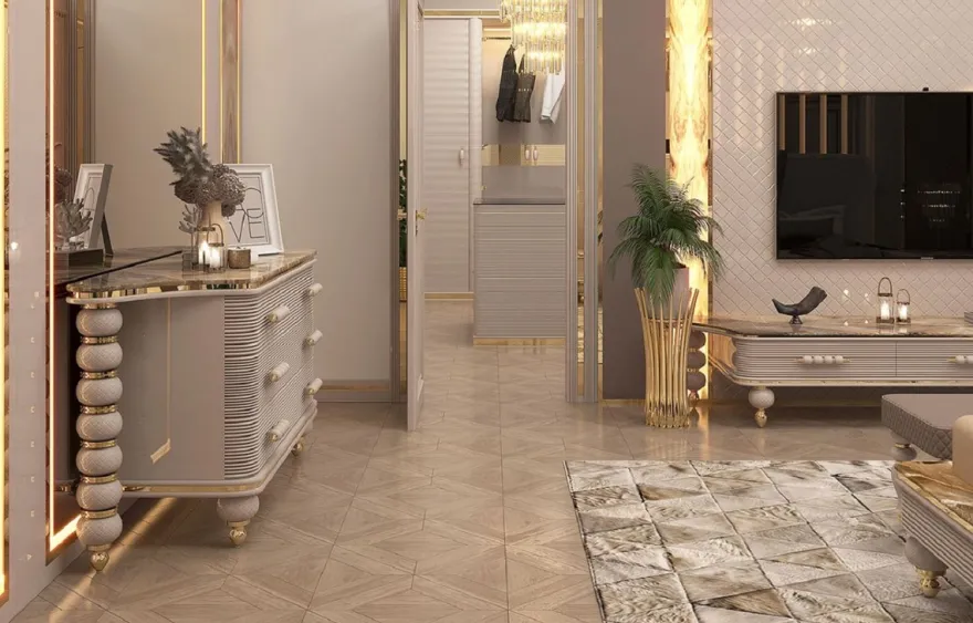 Casa Padrino Luxus Art Deco Kommode Grau / Weiß / Gold 170 x 50 x H. 89 cm - Prunkvolle Kommode mit 3 Schubladen und Kunstmarmor Platte - Art Deco Schlafzimmer & Hotel Möbel - Luxus Kollektion