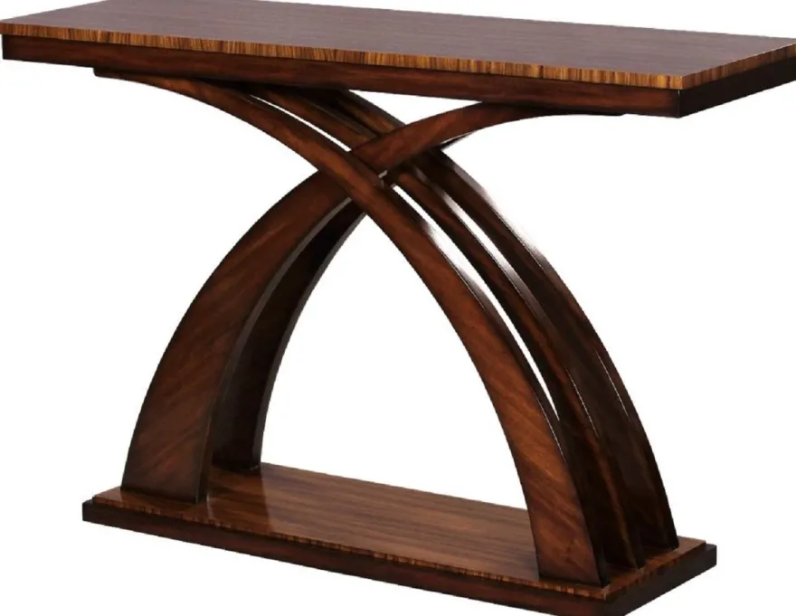 Casa Padrino Luxus Art Deco Konsole Dunkelbraun / Braun 120 x 40 x H. 80 cm - Mahagoni Konsolentisch - Art Deco Wohnzimmer Möbel