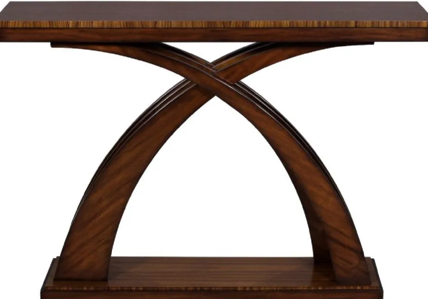 Casa Padrino Luxus Art Deco Konsole Dunkelbraun / Braun 120 x 40 x H. 80 cm - Mahagoni Konsolentisch - Art Deco Wohnzimmer Möbel