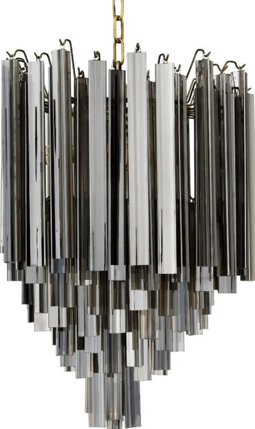Casa Padrino Luxus Art Deco Kronleuchter Grau / Messingfarben Ø 42 x H. 61,5 cm - Hotel & Restaurant Kronleuchter