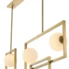 Casa Padrino Luxus Art Deco Kronleuchter Antik Messingfarben / Weiß Ø 160 x 38 x H. 70,5 cm - Wohnzimmer Kronleuchter - Hotel Kronleuchter - Luxus Qualität