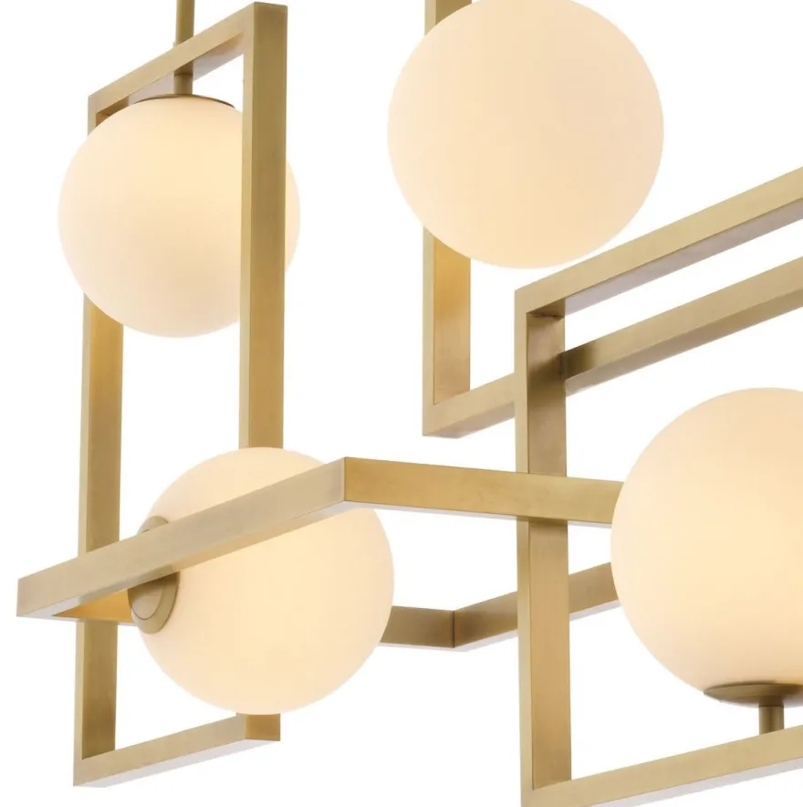 Casa Padrino Luxus Art Deco Kronleuchter Antik Messingfarben / Weiß Ø 160 x 38 x H. 70,5 cm - Wohnzimmer Kronleuchter - Hotel Kronleuchter - Luxus Qualität