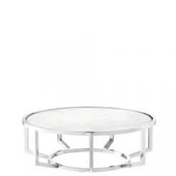 Casa Padrino Luxus Art Deco Kuchenglocke Edelstahl vernickelt mit weißem Marmor und Glasdeckel, 35 x H. 42 cm