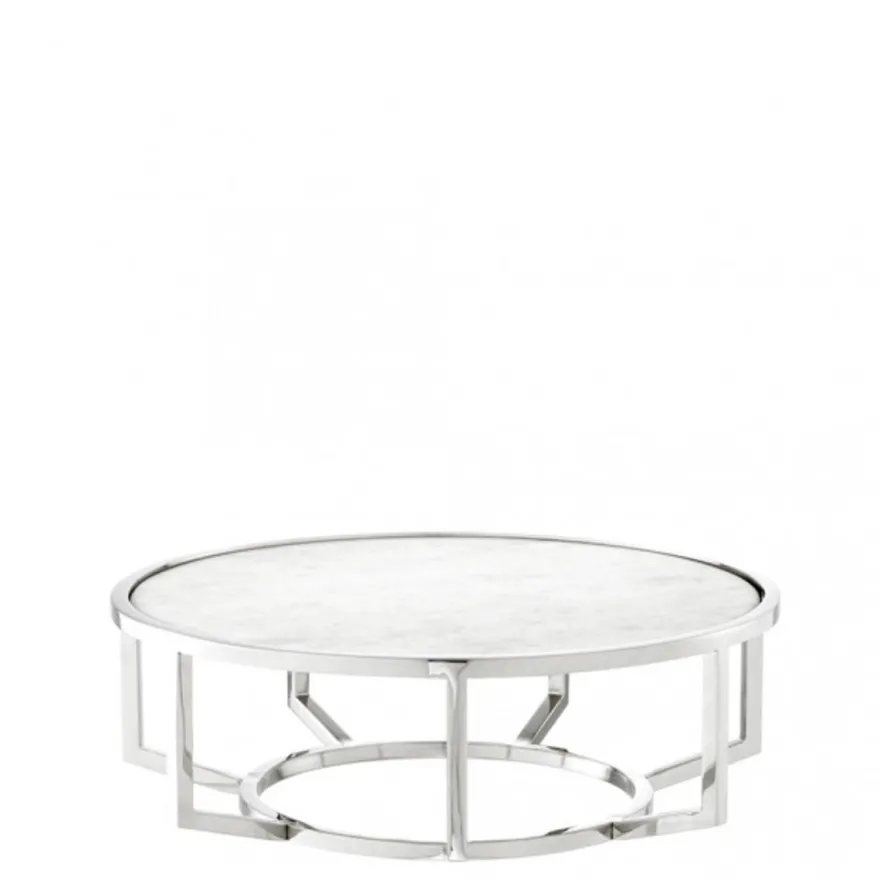 Casa Padrino Luxus Art Deco Kuchenglocke Edelstahl vernickelt mit weißem Marmor und Glasdeckel, 35 x H. 42 cm