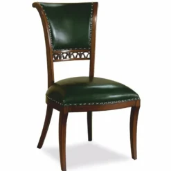 Casa Padrino Luxus Art Deco Leder Esszimmer Stuhl Dunkelgrün / Dunkelbraun - Esszimmer Möbel