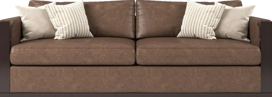Casa Padrino Luxus Art Deco Leder Sofa Braun / Dunkelbraun Hochglanz / Gold 245 x 95 x H. 75 cm - Edles Wohnzimmer Sofa - Luxus Qualität