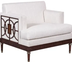 Casa Padrino Luxus Art Deco Lounge Salon Sessel Weiß / Dunkelbraun 92 x 83 x H. 82 cm - Art Deco Wohnzimmer Möbel - Luxus Qualität