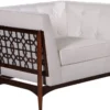 Casa Padrino Luxus Art Deco Lounge Salon Sessel Weiß / Dunkelbraun 113 x 78 x H. 83 cm - Art Deco Wohnzimmer Möbel - Luxus Qualität