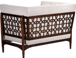 Casa Padrino Luxus Art Deco Lounge Salon Sessel Weiß / Dunkelbraun 113 x 78 x H. 83 cm - Art Deco Wohnzimmer Möbel - Luxus Qualität