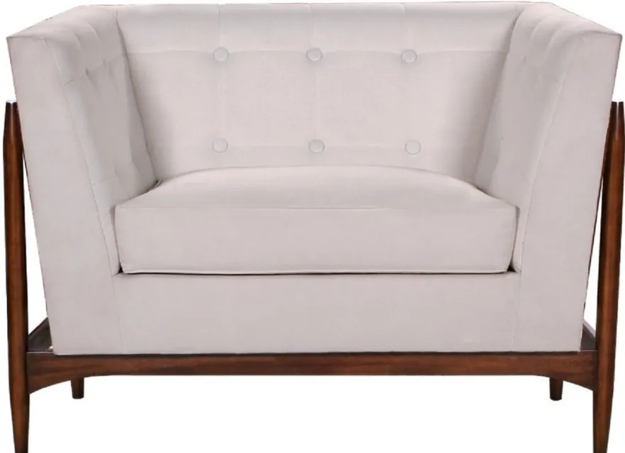 Casa Padrino Luxus Art Deco Lounge Salon Sessel Weiß / Dunkelbraun 113 x 78 x H. 83 cm - Art Deco Wohnzimmer Möbel - Luxus Qualität
