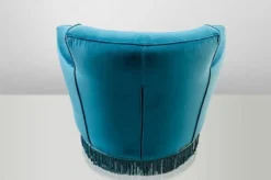 Casa Padrino Luxus Art Deco Lounge Sessel Blau - Jugendstil Design Sessel - 77 x 86 x 76 cm