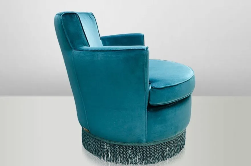 Casa Padrino Luxus Art Deco Lounge Sessel Blau - Jugendstil Design Sessel - 77 x 86 x 76 cm