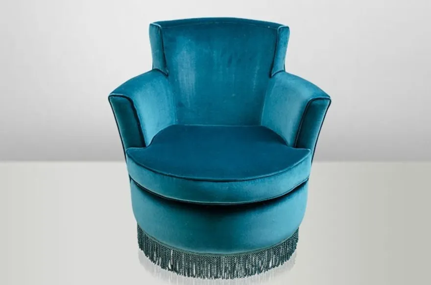 Casa Padrino Luxus Art Deco Lounge Sessel Blau - Jugendstil Design Sessel - 77 x 86 x 76 cm