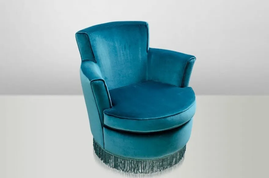 Casa Padrino Luxus Art Deco Lounge Sessel Blau - Jugendstil Design Sessel - 77 x 86 x 76 cm