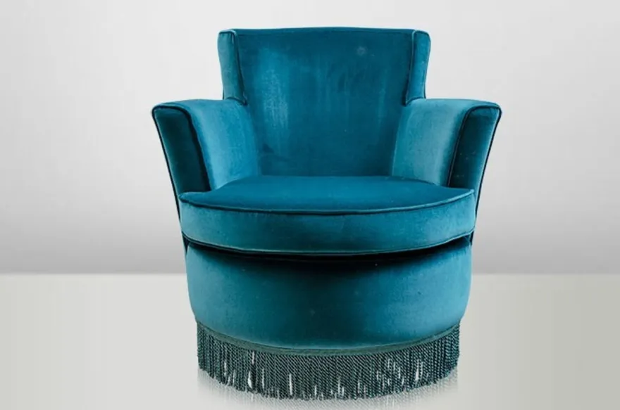Casa Padrino Luxus Art Deco Lounge Sessel Blau - Jugendstil Design Sessel - 77 x 86 x 76 cm