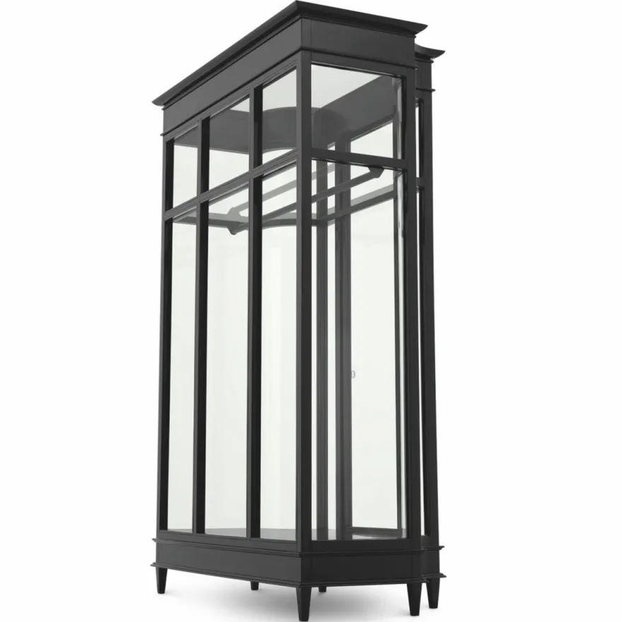 Casa Padrino Luxus Art Deco Mahagoni Kleiderschrank Schwarz 147 x H. 238 cm