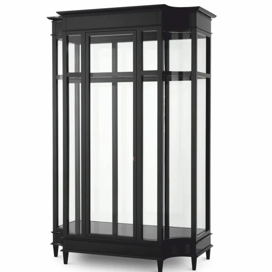 Casa Padrino Luxus Art Deco Mahagoni Kleiderschrank Schwarz 147 x H. 238 cm