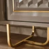 Casa Padrino Luxus Art Deco Möbel Set Grau / Gold - 1 Luxus Art Deco Sideboard mit 4 Türen & 1 Luxus Art Deco Spiegel - Art Deco Möbel - Luxus Möbel - Luxus Einrichtung - Art Deco Einrichtung