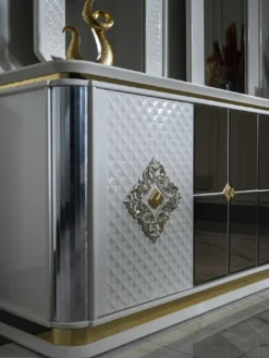 Casa Padrino Luxus Art Deco Möbel Set Weiß / Gold - 1 Sideboard & 2 Spiegel - Edel & Prunkvoll
