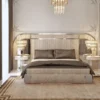 Casa Padrino Luxus Art Deco Nachtkommode Weiß / Grau / Gold 60 x 45 x H. 66 cm - Nachttisch mit Schublade und Kunstmarmor Platte - Art Deco Schlafzimmer Möbel - Luxus Schlafzimmer Möbel