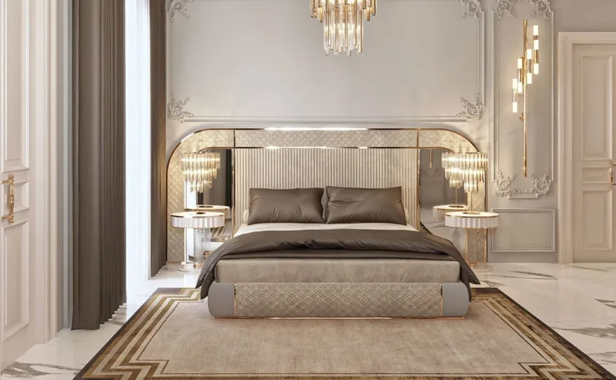 Casa Padrino Luxus Art Deco Nachtkommode Weiß / Grau / Gold 60 x 45 x H. 66 cm - Nachttisch mit Schublade und Kunstmarmor Platte - Art Deco Schlafzimmer Möbel - Luxus Schlafzimmer Möbel