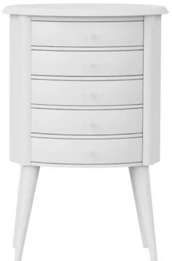 Casa Padrino Luxus Art Deco Nachtkommode Weiß 47 x 38 x H. 73 cm - Nachttisch mit 5 Schubladen - Schlafzimmer Möbel - Kinderzimmer Möbel - Art Deco Möbel - Luxus Möbel