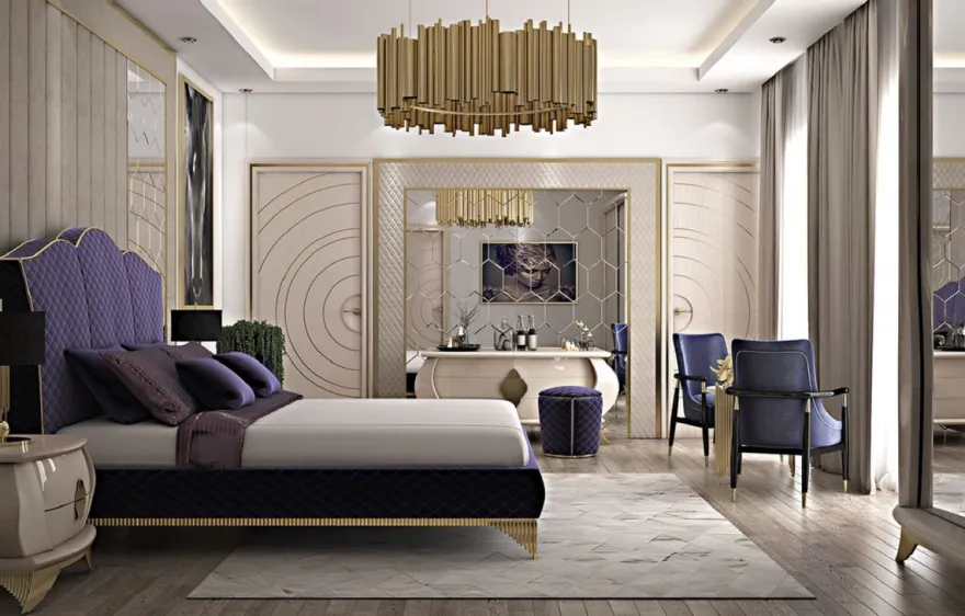 Casa Padrino Luxus Art Deco Nachtkommode Creme / Gold 75 x 50 x H. 55 cm - Eleganter Massivholz Nachttisch mit 2 Schubladen - Art Deco Schlafzimmer & Hotel Möbel - Luxus Kollektion