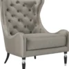 Casa Padrino Luxus Art Deco Ohrensessel Grau / Schwarz / Silber 90 x 75 x H. 105 cm - Wohnzimmer Sessel - Luxus Qualität - Art Deco Möbel