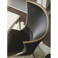 Casa Padrino Luxus Art Deco Ohrensessel Schwarz / Beige / Gold H. 123 cm - Hotel Möbel