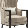 Casa Padrino Luxus Art Deco Samt Sessel Beige / Dunkelbraun 70 x 75 x H. 100 cm - Edler Wohnzimmer Sessel - Luxus Qualität - Art Deco Möbel