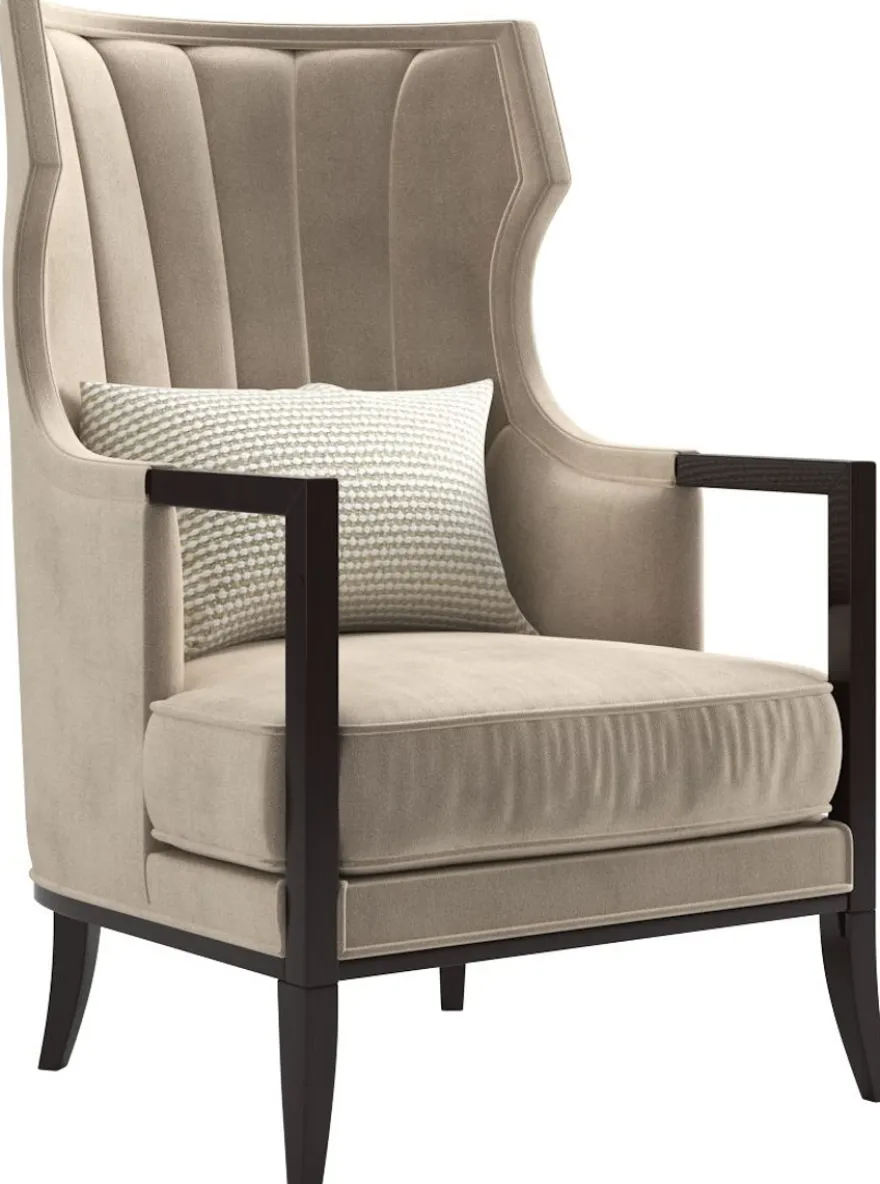 Casa Padrino Luxus Art Deco Samt Sessel Beige / Dunkelbraun 70 x 75 x H. 100 cm - Edler Wohnzimmer Sessel - Luxus Qualität - Art Deco Möbel
