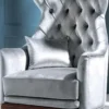 Casa Padrino Luxus Art Deco Samt Ohrensessel Grau / Braun 73 x 78 x H. 119 cm - Chesterfield Wohnzimmer Sessel - Art Deco Möbel - Luxus Qualität