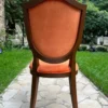 Casa Padrino Luxus Art Deco Samt Esszimmer Stuhl Orange / Braun - Art Deco Massivholz Stuhl - Art Deco Esszimmer Möbel - Art Deco Möbel - Art Deco Einrichtung - Luxus Möbel im Art Deco Stil