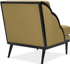 Casa Padrino Luxus Art Deco Samt Sessel Ocker / Schwarz 79 x 99 x H. 92 cm - Hotel Lounge Sessel - Hotel Möbel - Luxus Möbel - Luxus Qualität