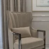 Casa Padrino Luxus Art Deco Samt Sessel Grau / Schwarz / Silber 70 x 75 x H. 100 cm - Edler Wohnzimmer Sessel - Luxus Qualität - Art Deco Möbel