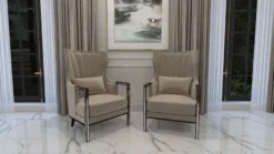 Casa Padrino Luxus Art Deco Samt Sessel Grau / Schwarz / Silber 70 x 75 x H. 100 cm - Edler Wohnzimmer Sessel - Luxus Qualität - Art Deco Möbel