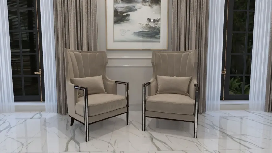 Casa Padrino Luxus Art Deco Samt Sessel Grau / Schwarz / Silber 70 x 75 x H. 100 cm - Edler Wohnzimmer Sessel - Luxus Qualität - Art Deco Möbel