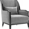 Casa Padrino Luxus Art Deco Samt Sessel Grau / Schwarz / Silber 75 x 90 x H. 103 cm - Edler Wohnzimmer Sessel - Luxus Qualität - Art Deco Möbel