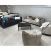 Casa Padrino Luxus Art Deco Samt Sofa Olivgrün / Dunkelbraun 235 cm - Wohnzimmer Möbel