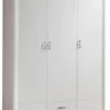 Casa Padrino Luxus Art Deco Schlafzimmerschrank Weiß / Dunkelbraun 164,2 x 62,5 x H. 209,5 cm - Kleiderschrank mit 3 Türen und Schublade - Schlafzimmermöbel