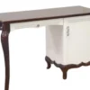 Casa Padrino Luxus Art Deco Schreibtisch mit Tür und Schublade Weiß / Dunkelbraun 136,3 x 48 x H. 78,2 cm - Büromöbel