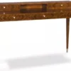 Casa Padrino Luxus Art Deco Schreibtisch mit 5 Schubladen Braun / Silber 140 x 55 x H. 86 cm - Massivholz Bürotisch - Büro Möbel - Art Deco Möbel - Luxus Möbel