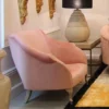 Casa Padrino Luxus Art Deco Sessel Rosa / Grau 85 x 85 x H. 88 cm - Wohnzimmer Sessel - Hotel Sessel - Wohnzimmer Möbel - Hotel Möbel - Luxus Art Deco Möbel