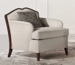 Casa Padrino Luxus Art Deco Sessel Grau / Dunkelbraun - Handgefertigter Wohnzimmer Sessel - Wohnzimmer Möbel - Art Deco Möbel - Luxus Möbel - Luxus Qualität - Made in Italy