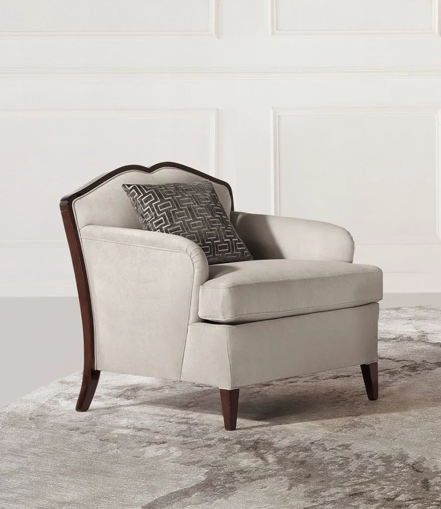 Casa Padrino Luxus Art Deco Sessel Grau / Dunkelbraun - Handgefertigter Wohnzimmer Sessel - Wohnzimmer Möbel - Art Deco Möbel - Luxus Möbel - Luxus Qualität - Made in Italy