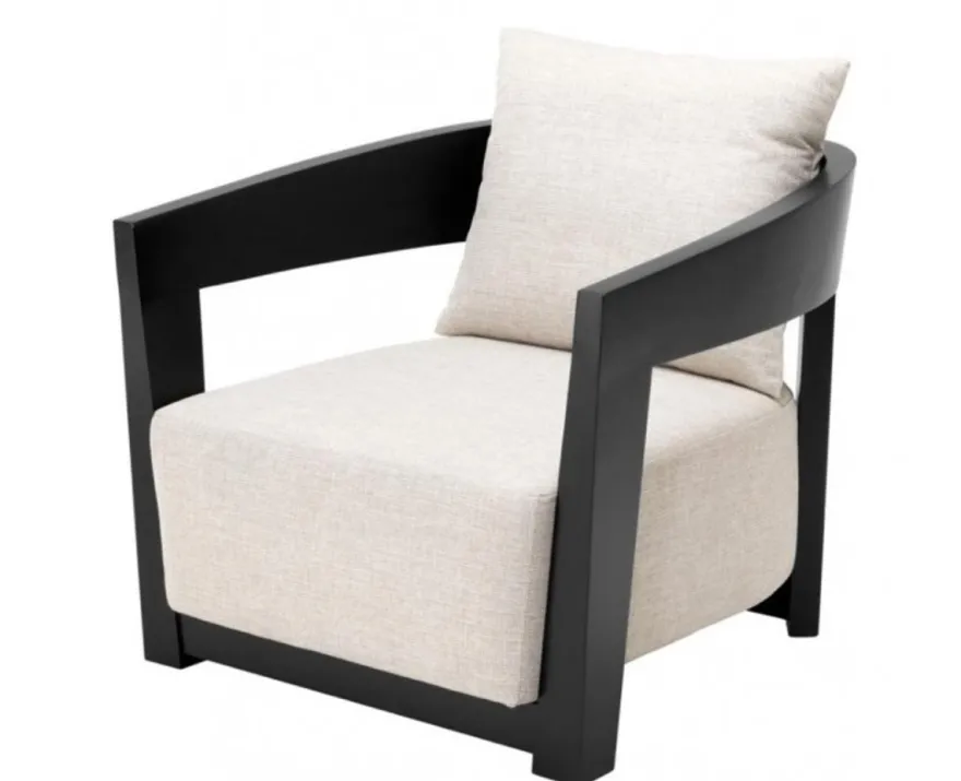 Casa Padrino Luxus Art Deco Sessel aus Mahagoni Holz in Schwarz und Hellgrau - 74 x 76 x 76 cm