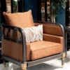 Casa Padrino Luxus Art Deco Sessel Braun / Mehrfarbig / Grau / Gold - Wohnzimmer Sessel - Wohnzimmer Möbel - Art Deco Möbel - Luxus Möbel